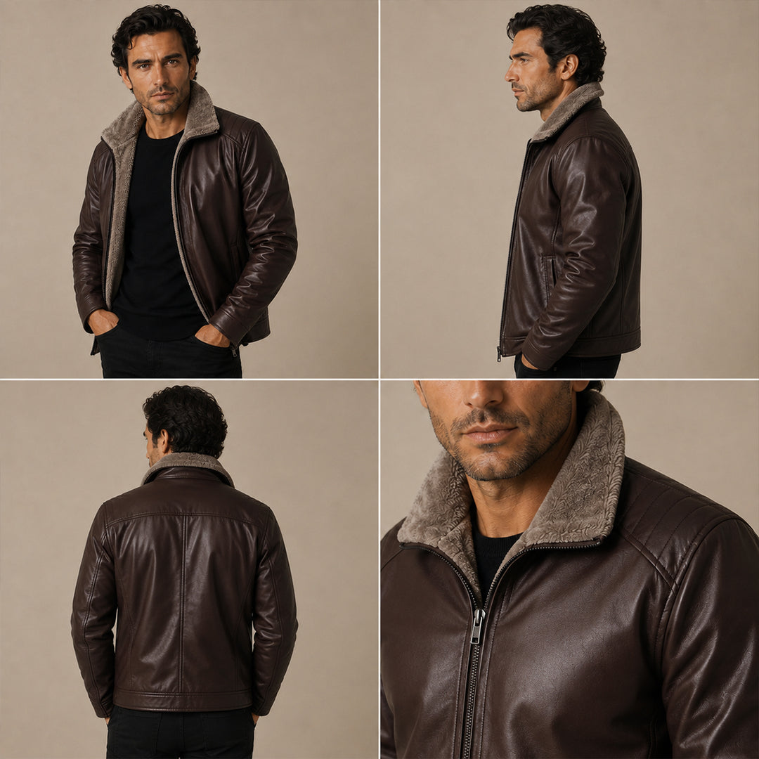 The Pantelleria Men’s Winter Fleece Lined Faux Leather Jacket