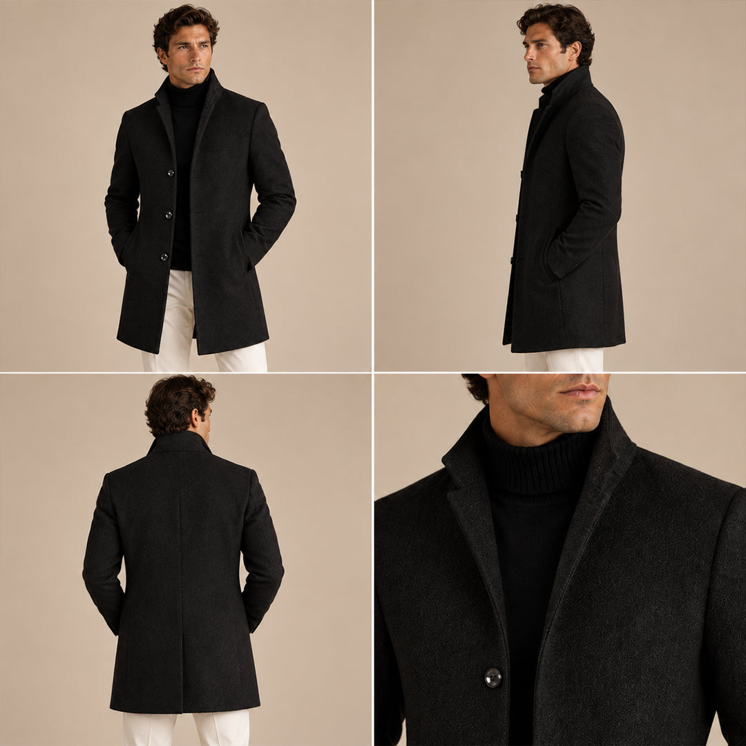 Men's Refined Single Breasted Wool Overcoat