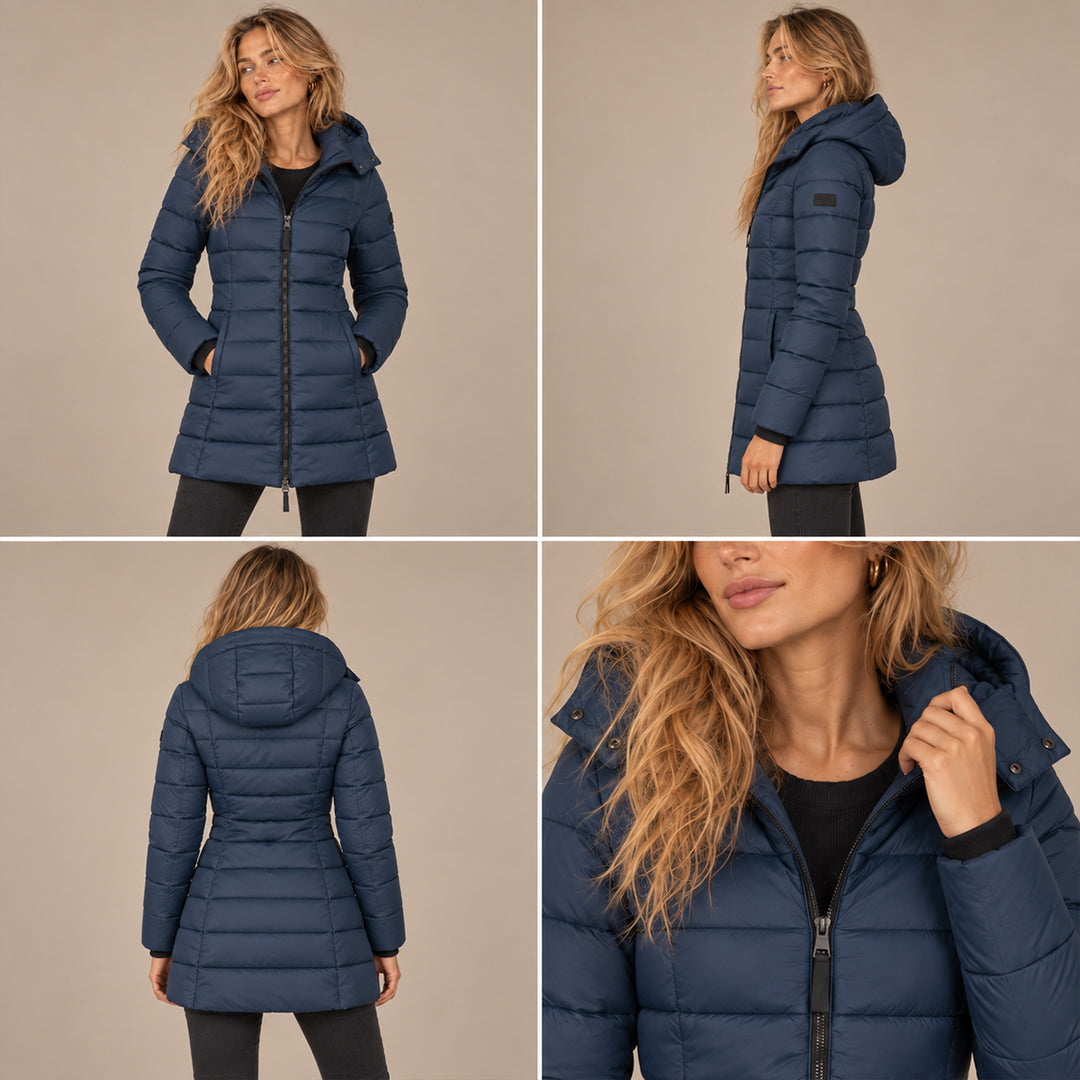 Women's Hooded Down Jacket for Autumn/Winter with Zipper
