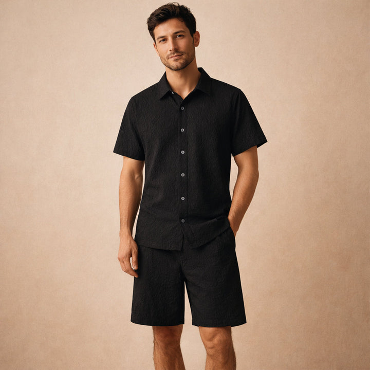The Brookridge Hill Men’s Textured Lightweight Summer Set – Shirt & Shorts Set
