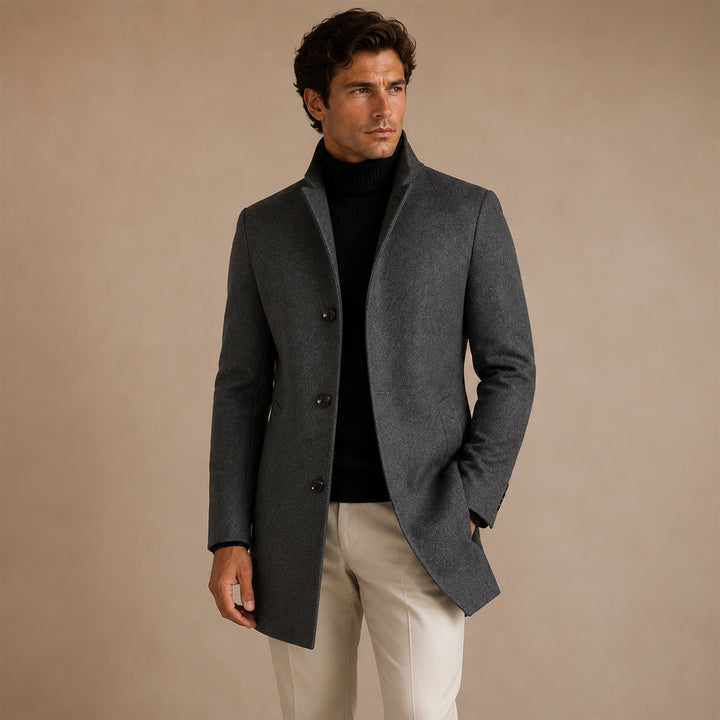 Men's Refined Single Breasted Wool Overcoat