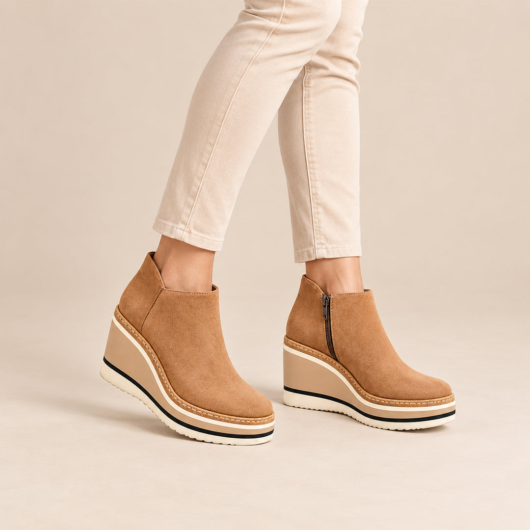 Women’s Platform Ankle Boots – Side Zip Wedge Booties