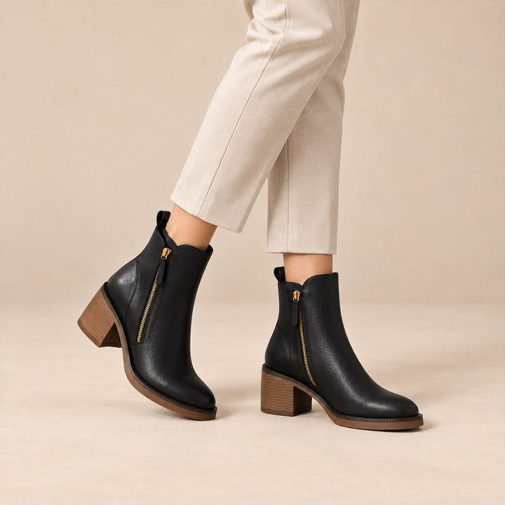 Women’s Ankle Boots – Side Zip Block Heel Booties