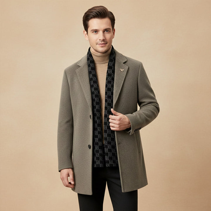 The Brighton Men's Warm Fur Lined Coat with Scarf