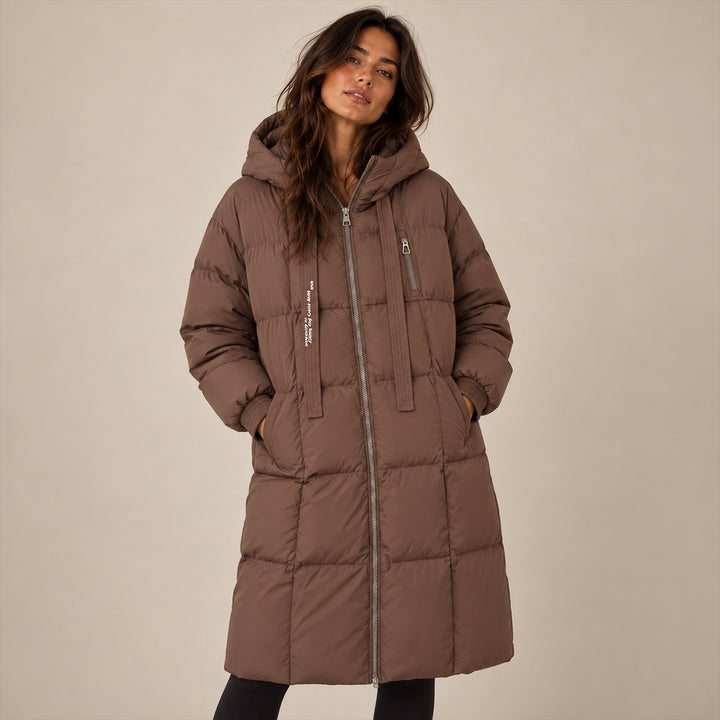 Women's Long Hooded Puffer Coat – Oversized Quilted Winter Jacket