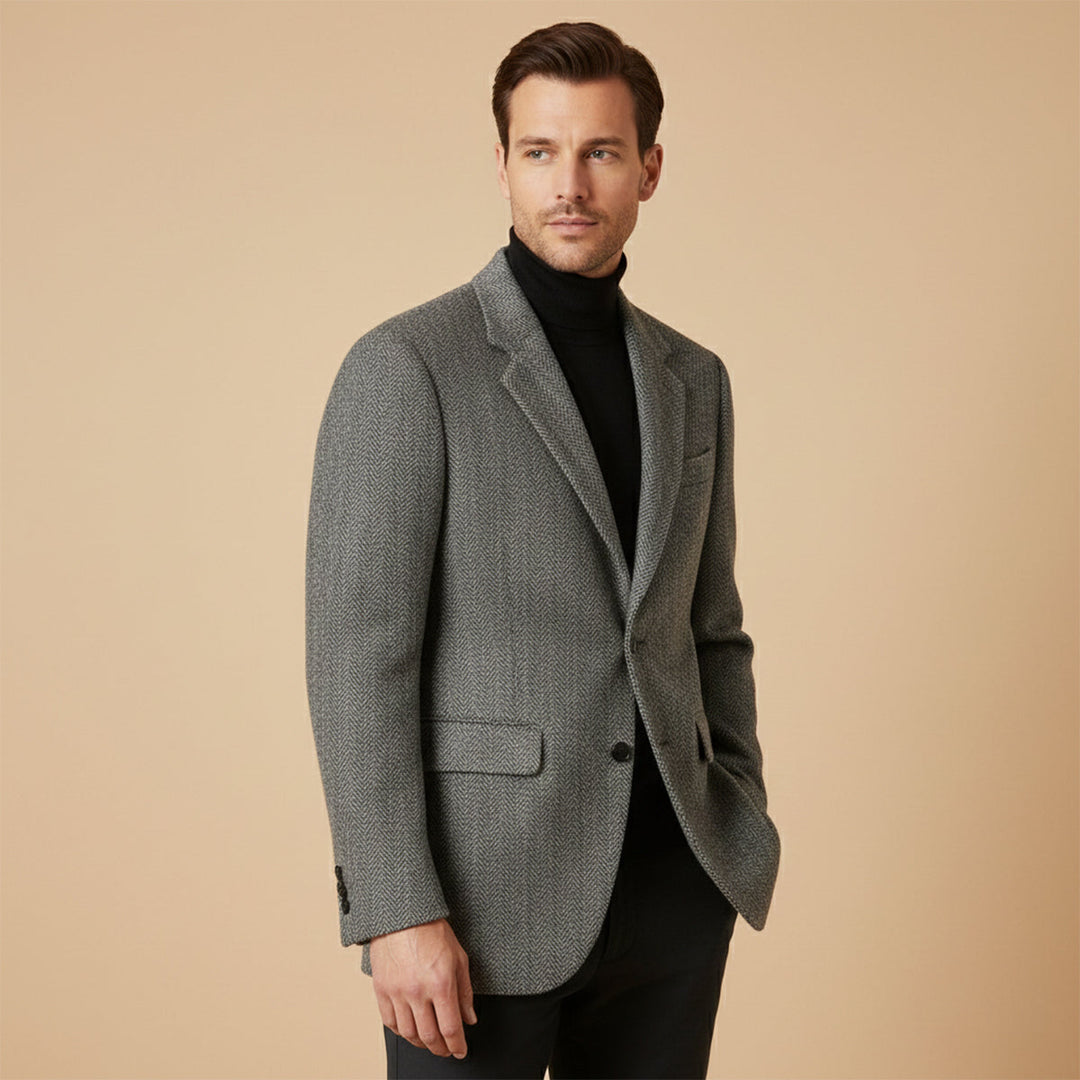 The Jefferson Men’s Classic Herringbone Tweed Blazer
