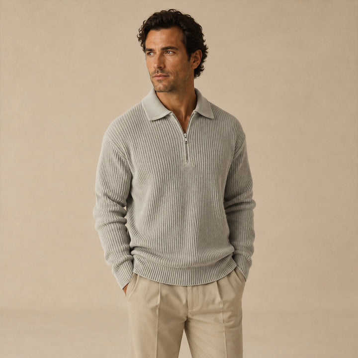 The Siena Men's Half Zip Knit Ribbed Sweater