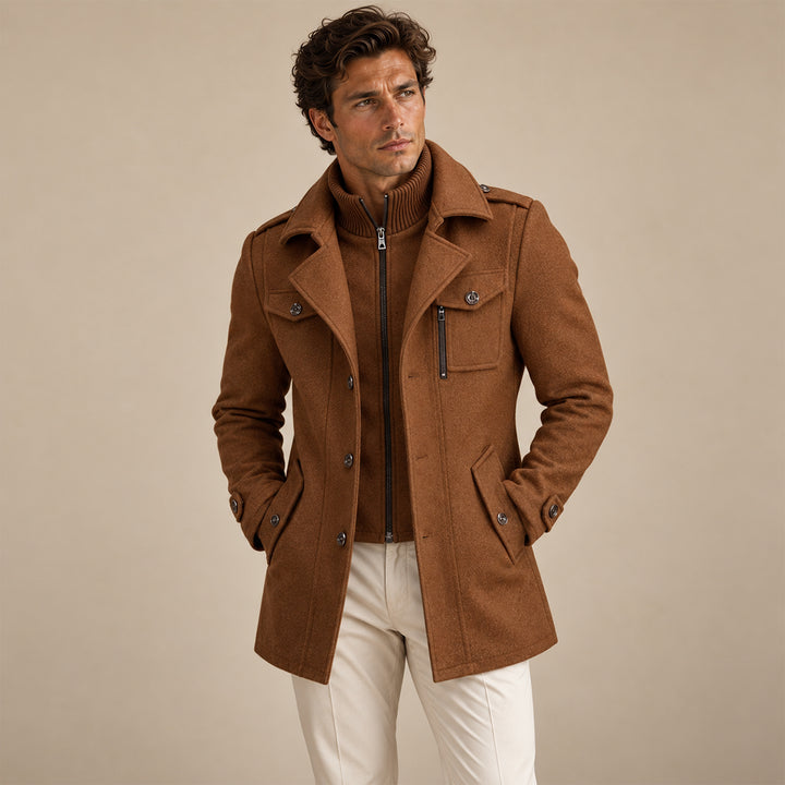 Men's Classic Double Collar Wool Pea Coat