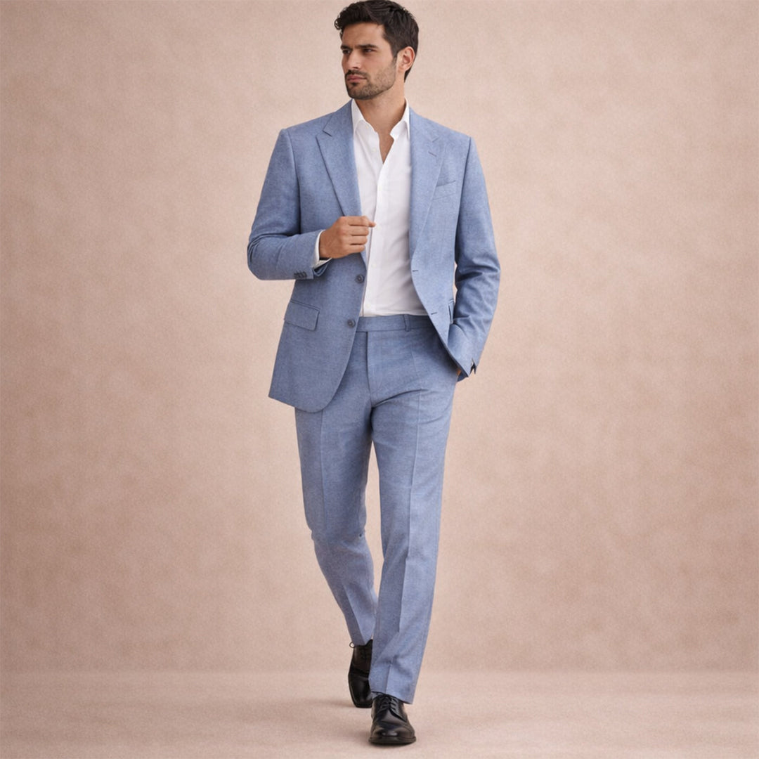The Willowhill  Men’s Timeless Linen Wedding Suit – 2 Piece Single Breasted Set