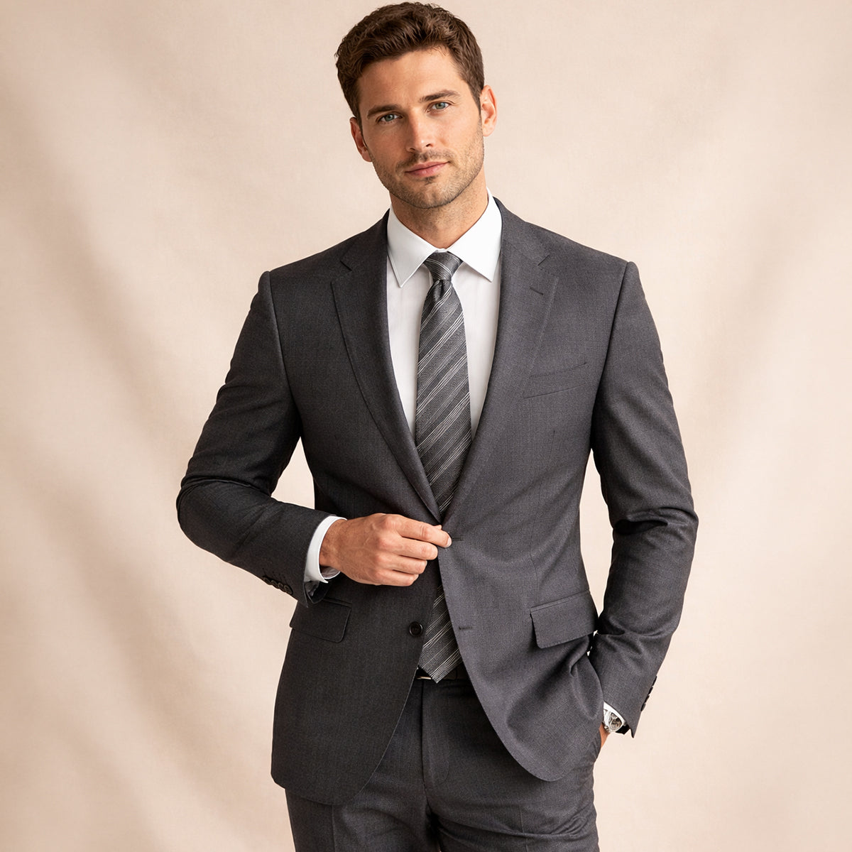 The Monterosso Men’s Luxury Silk Neck Tie - Dark Gray