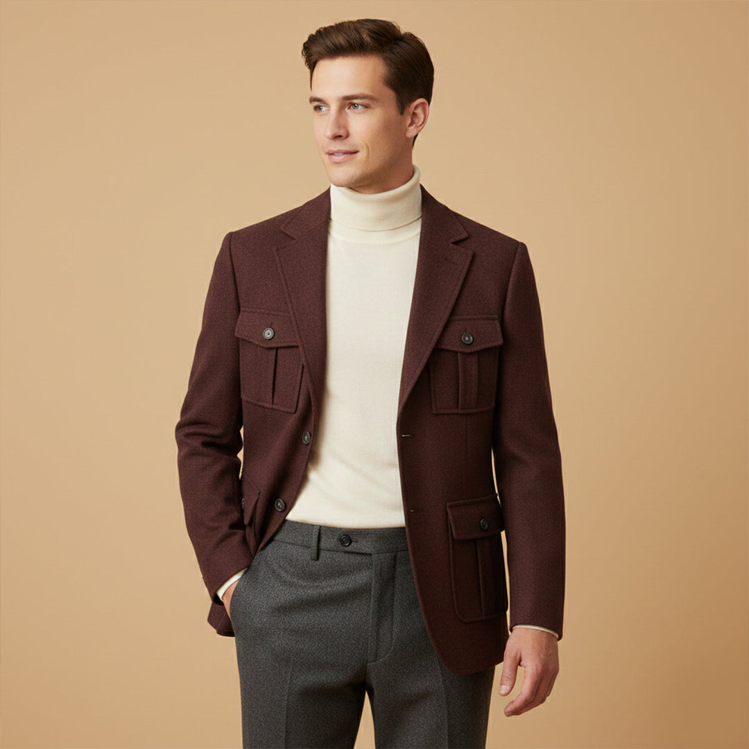 The Turin Men’s Multi Pocket Tweed Blazer Suit Jacket