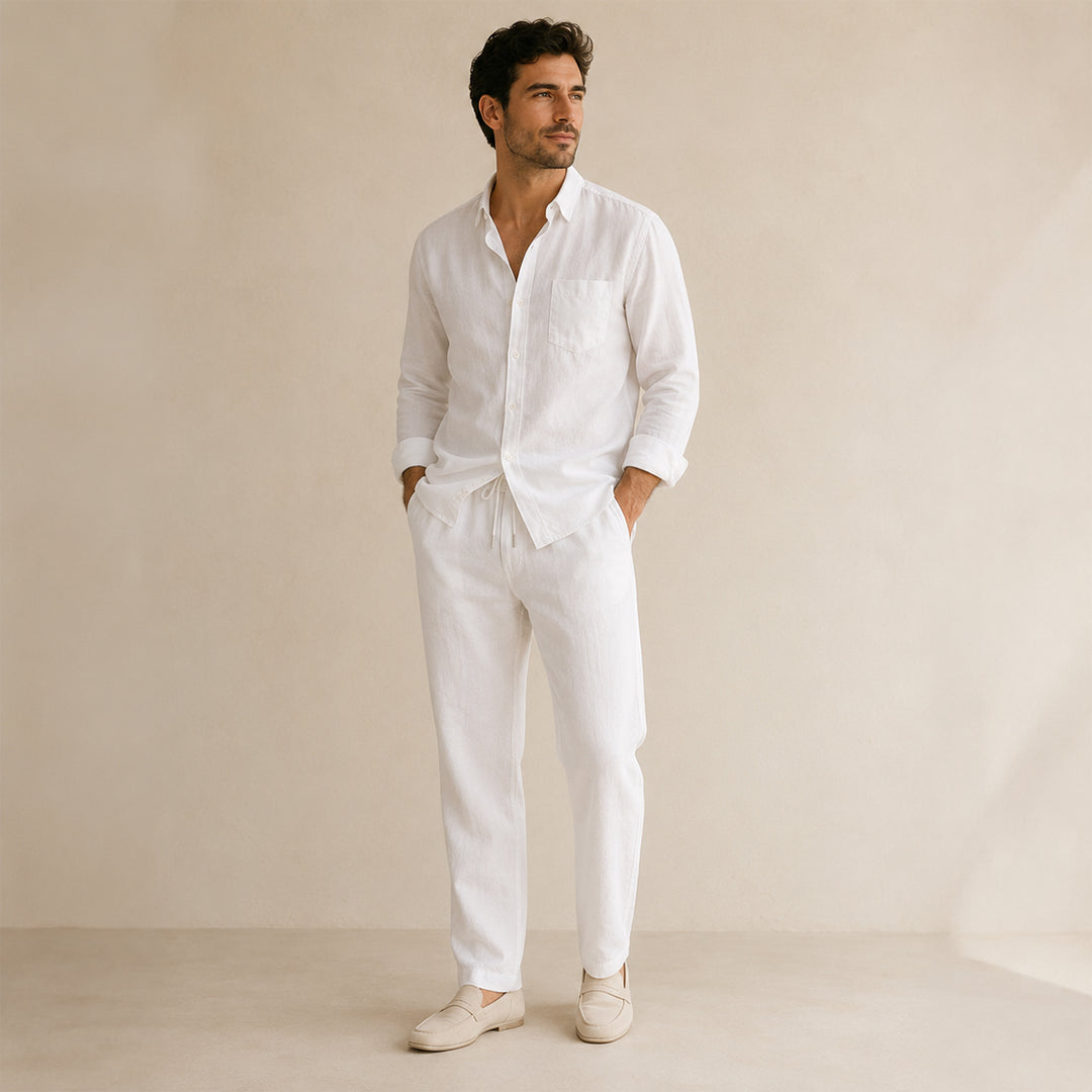 The Monferrato Men’s Linen Shirt and Pants Set – Casual Two Piece Outfit