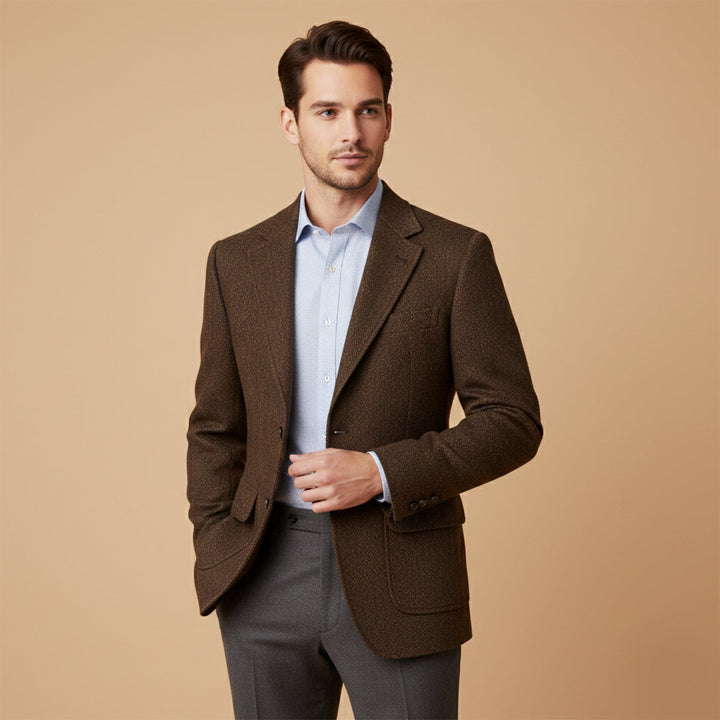 The Genoa Men’s Single Breasted Fishbone Tweed Blazer Jacket
