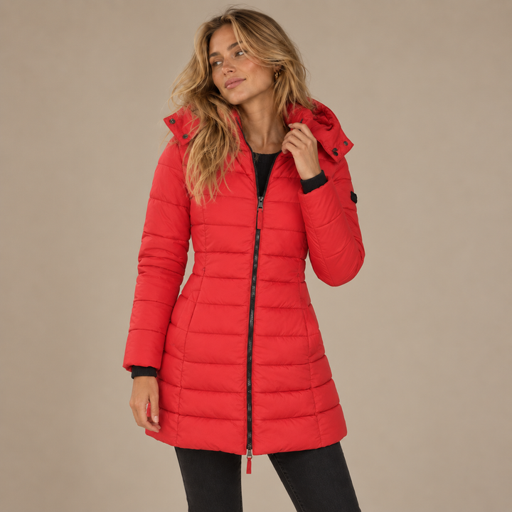 Women's Hooded Down Jacket for Autumn/Winter with Zipper