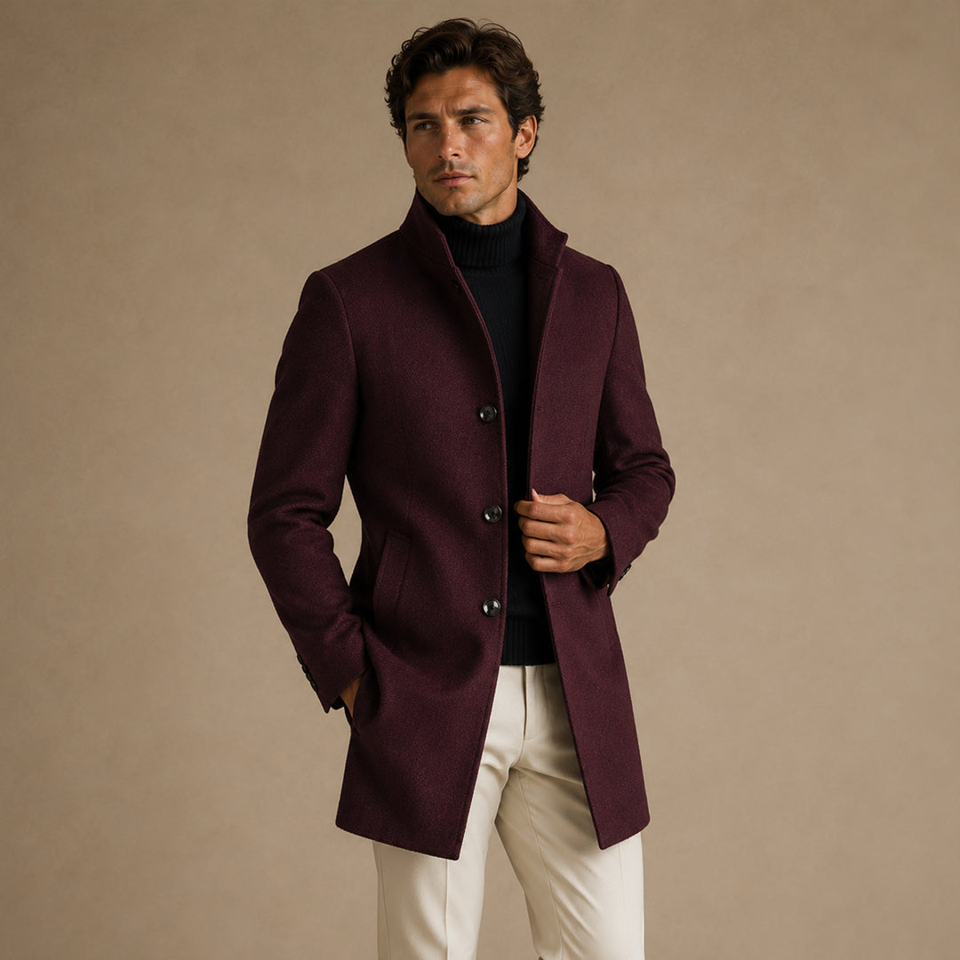 Men's Refined Single Breasted Wool Overcoat