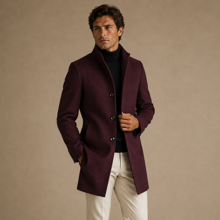 Men's Refined Single Breasted Wool Overcoat