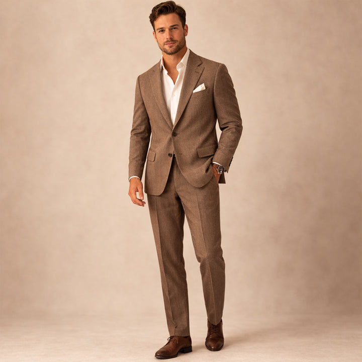 The Brookstone Ridge Men’s Classic Linen Wedding Suit – 2 Piece Single Breasted Set