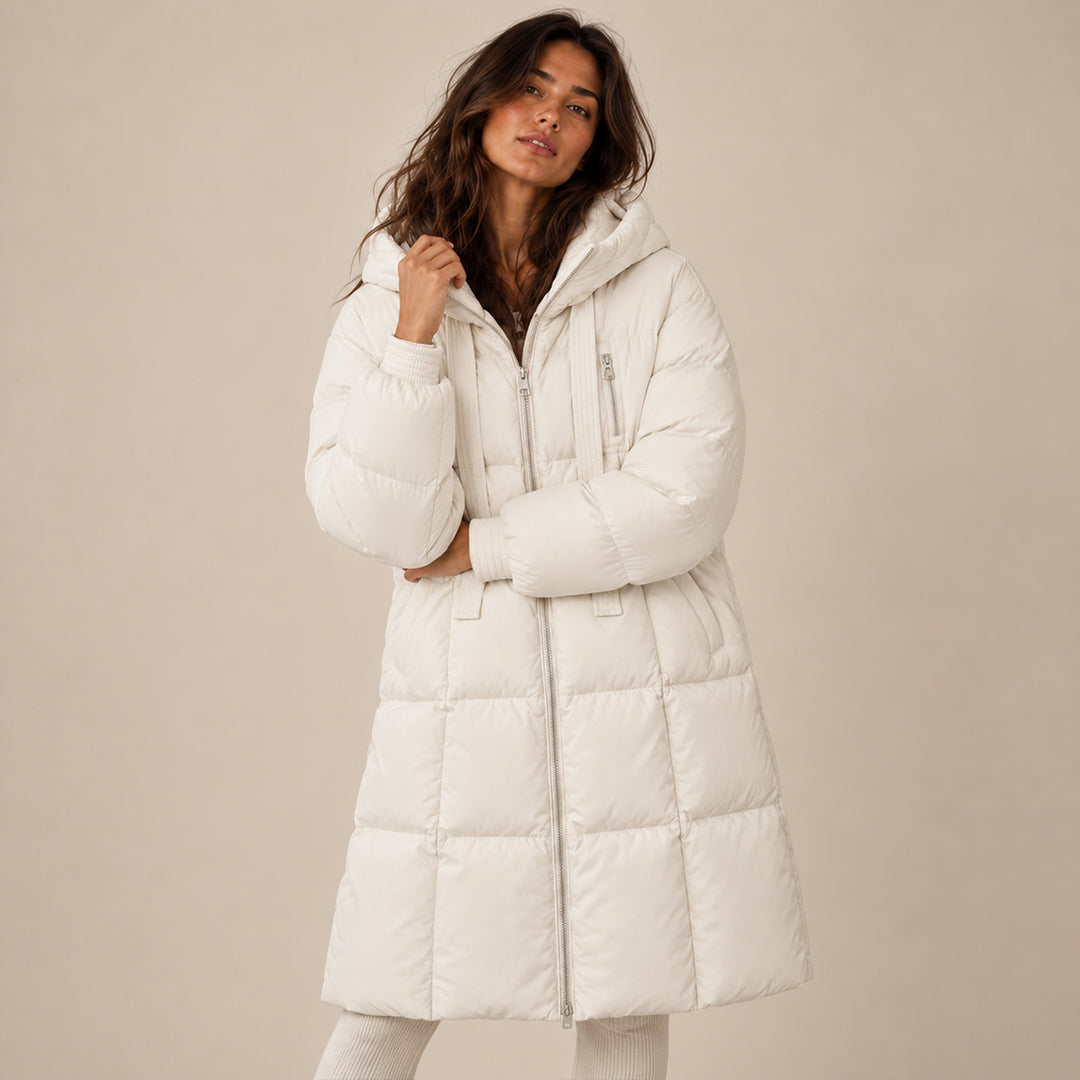 Women's Long Hooded Puffer Coat – Oversized Quilted Winter Jacket