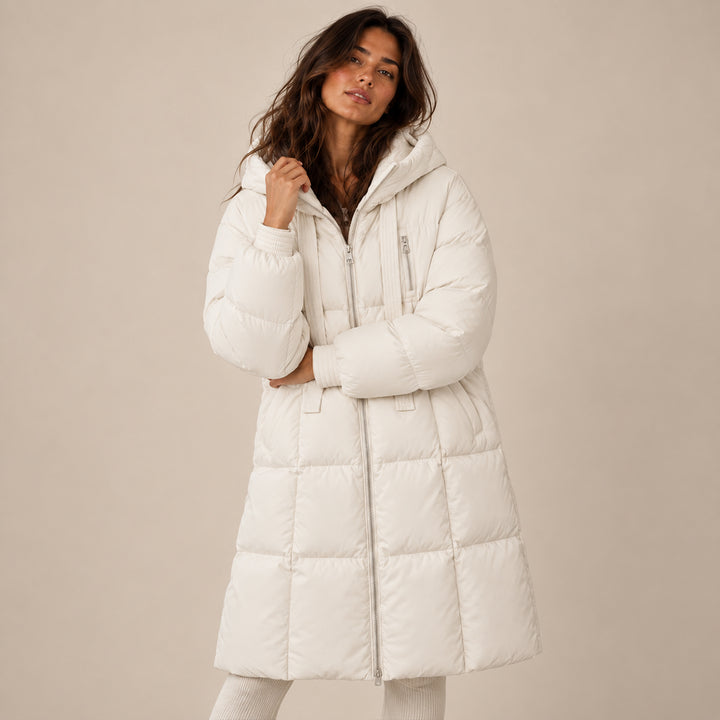 Women's Long Hooded Puffer Coat – Oversized Quilted Winter Jacket