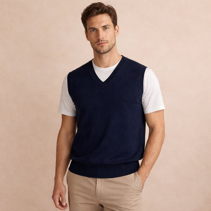 The Riverdale Men’s V Neck Sleeveless Knit Sweater Vest for Layered Look