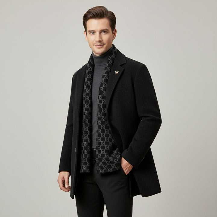 The Brighton Men's Warm Fur Lined Coat with Scarf