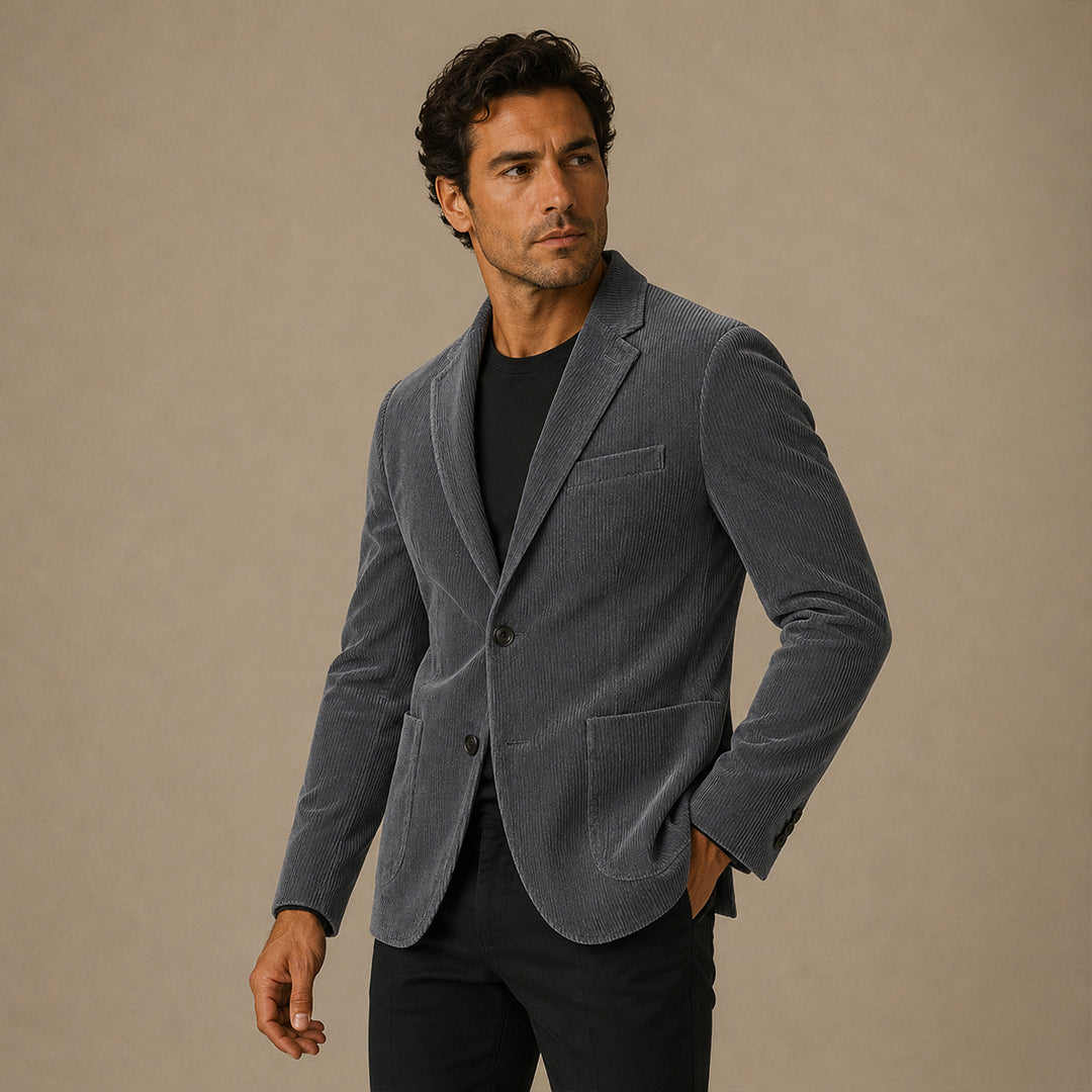 The Livorno Men’s Vintage Casual Slim Fit Corduroy Blazer Jacket