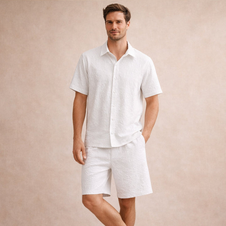 The Cedar Ridge Park Men’s Textured Trendy Summer Set – Shirt & Shorts Set