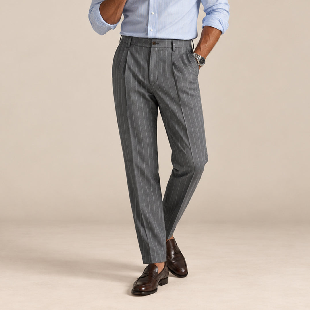 The Freycinet Men’s Lightweight Smart Casual White Pinstripe Dress Pants