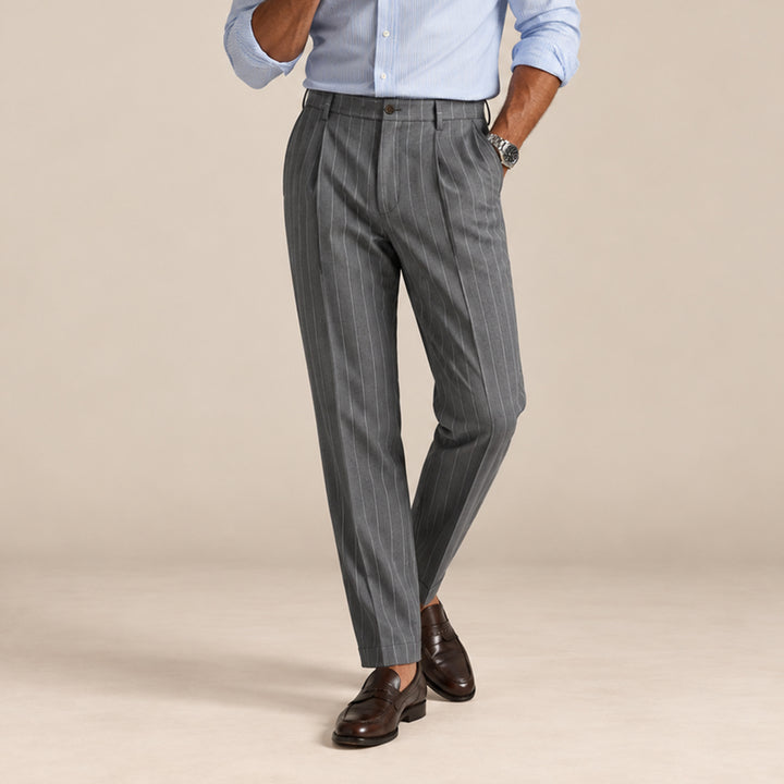 The Freycinet Men’s Lightweight Smart Casual White Pinstripe Dress Pants
