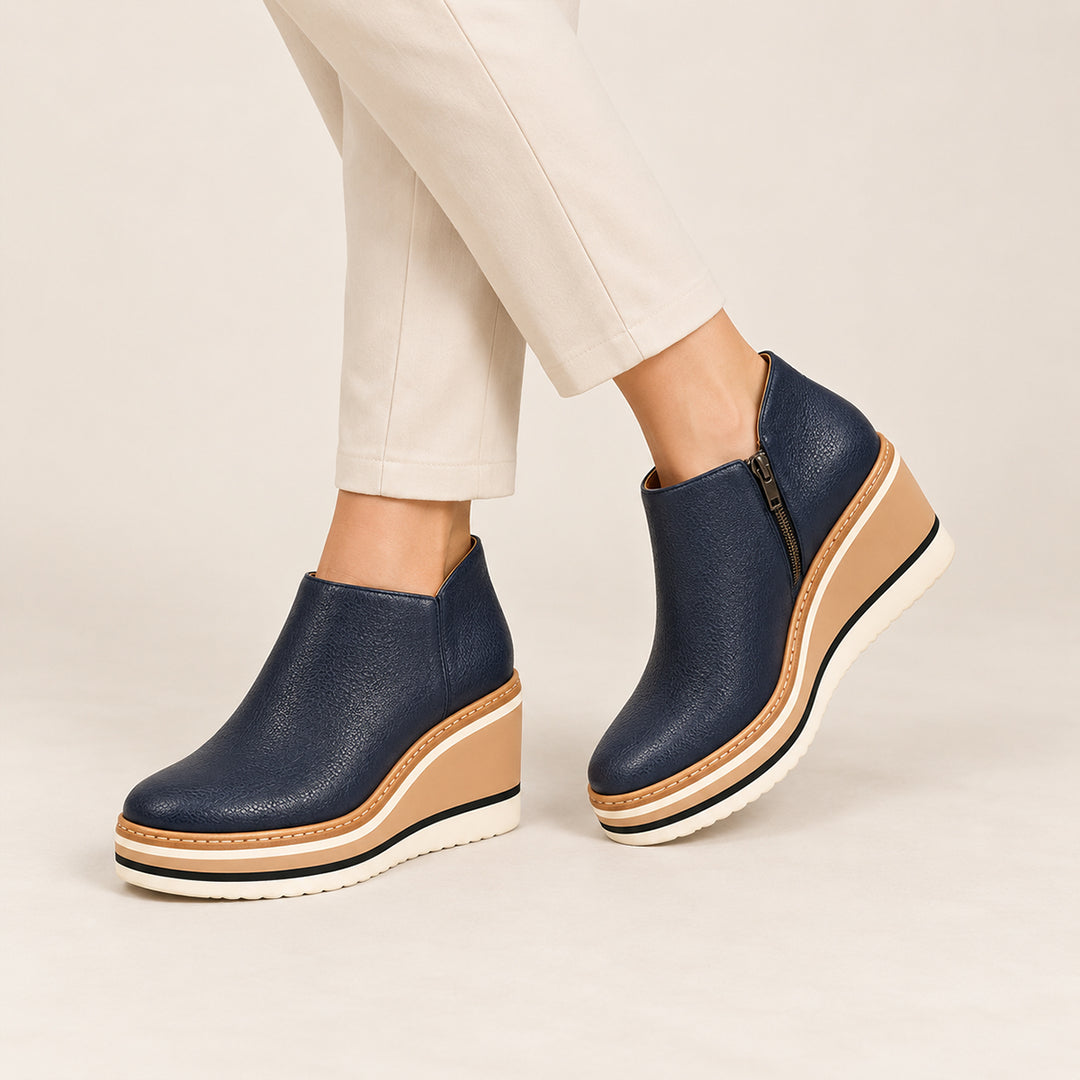 Women’s Platform Ankle Boots – Side Zip Wedge Booties