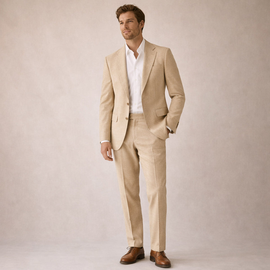 The Ashford Ridge Men’s Elegant Linen Wedding Suit – 2 Piece Single Breasted Set