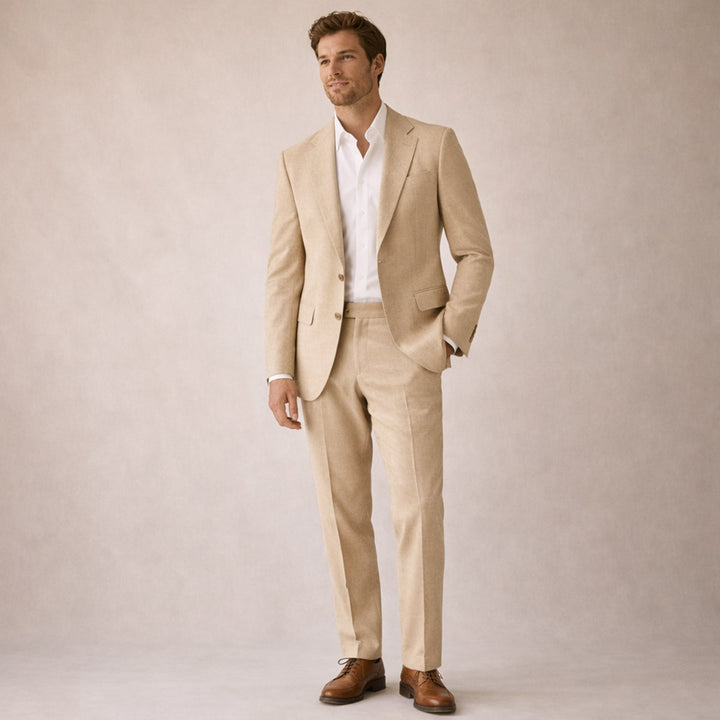 The Ashford Ridge Men’s Elegant Linen Wedding Suit – 2 Piece Single Breasted Set
