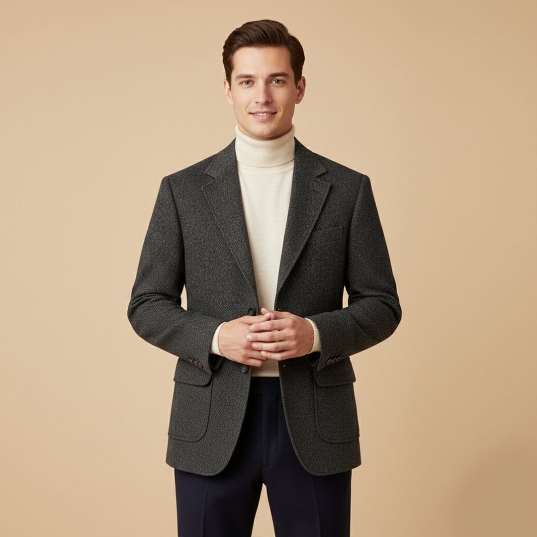 The Genoa Men’s Single Breasted Fishbone Tweed Blazer Jacket