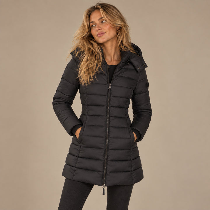 Women's Hooded Down Jacket for Autumn/Winter with Zipper