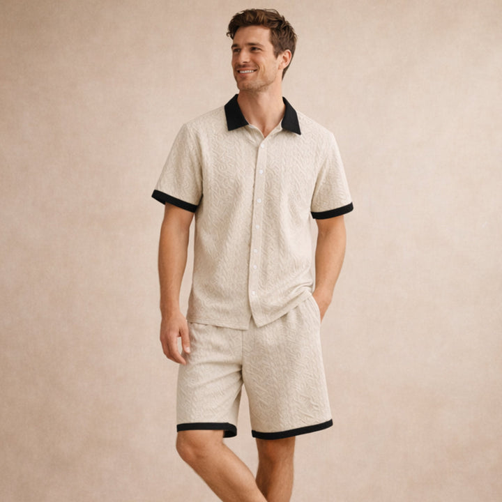 The Brookridge Hill Men’s Textured Lightweight Summer Set – Shirt & Shorts Set