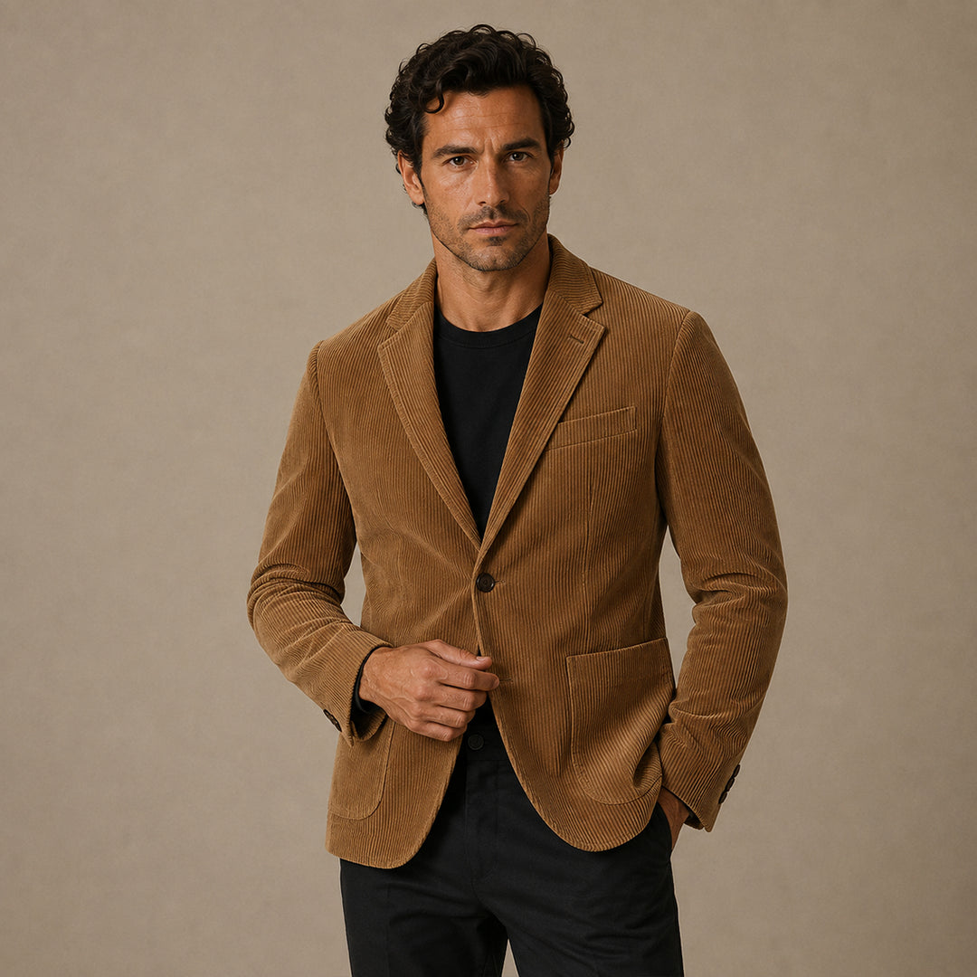 The Livorno Men’s Vintage Casual Slim Fit Corduroy Blazer Jacket