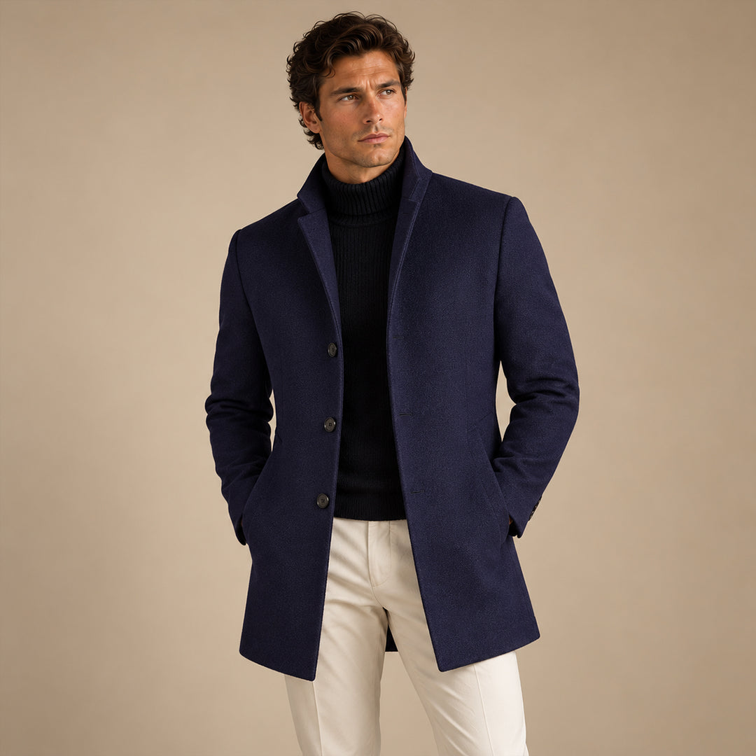 Men's Refined Single Breasted Wool Overcoat