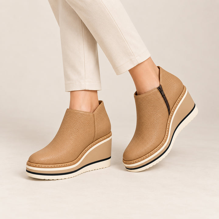 Women’s Platform Ankle Boots – Side Zip Wedge Booties