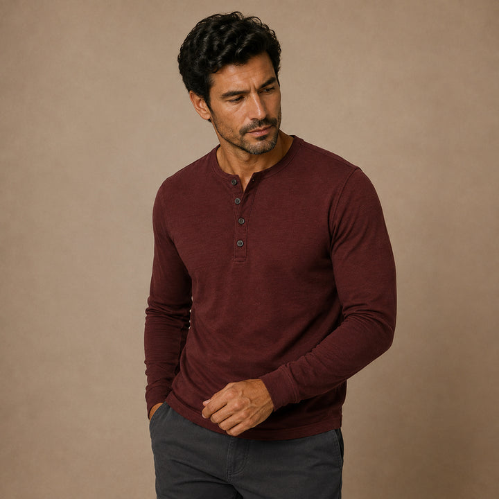 The Brisbane Men's Slim Fit Button Neck Cotton Shirt