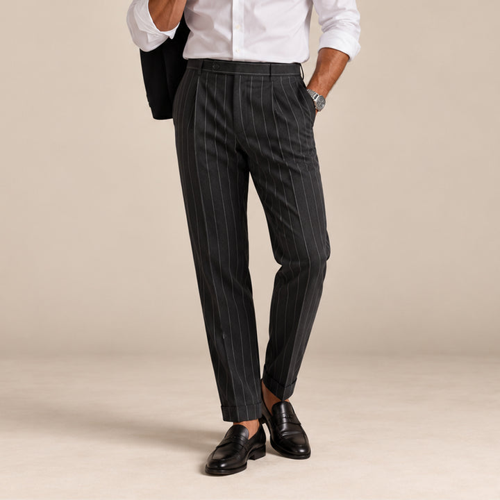 The Freycinet Men’s Lightweight Smart Casual White Pinstripe Dress Pants