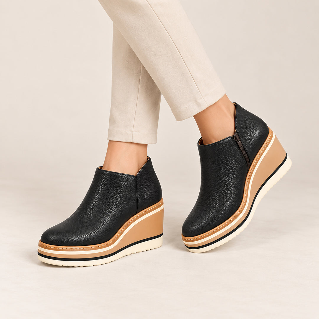 Women’s Platform Ankle Boots – Side Zip Wedge Booties
