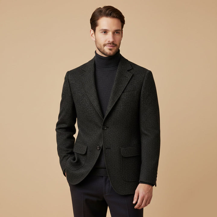The Genoa Men’s Single Breasted Fishbone Tweed Blazer Jacket