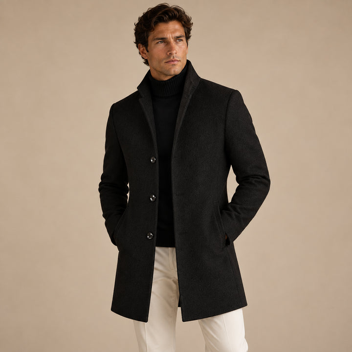Men's Refined Single Breasted Wool Overcoat