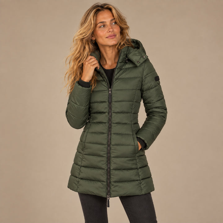 Women's Hooded Down Jacket for Autumn/Winter with Zipper