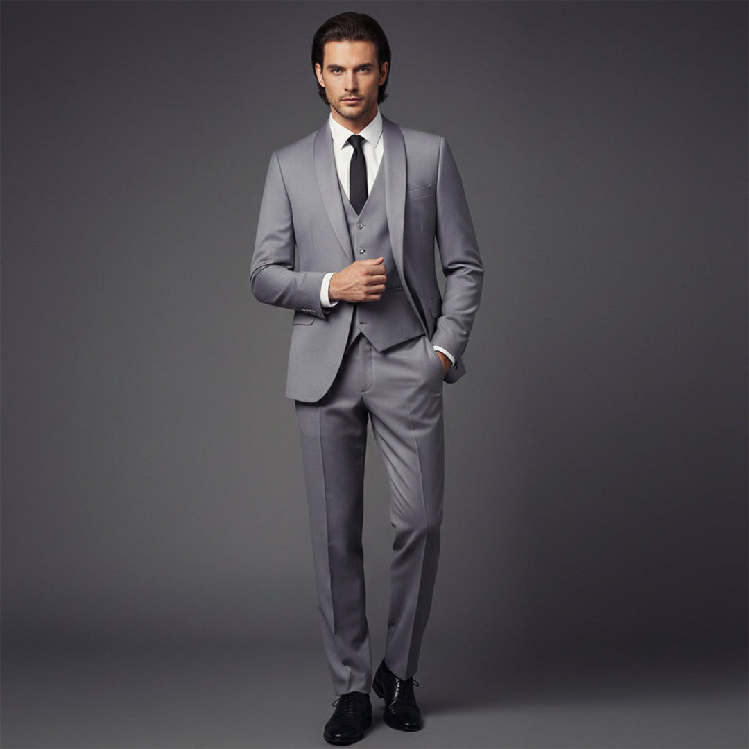 The Trebbiano Men’s 3 Piece Suit – Elegant Slim Fit Formal Tuxedo Set