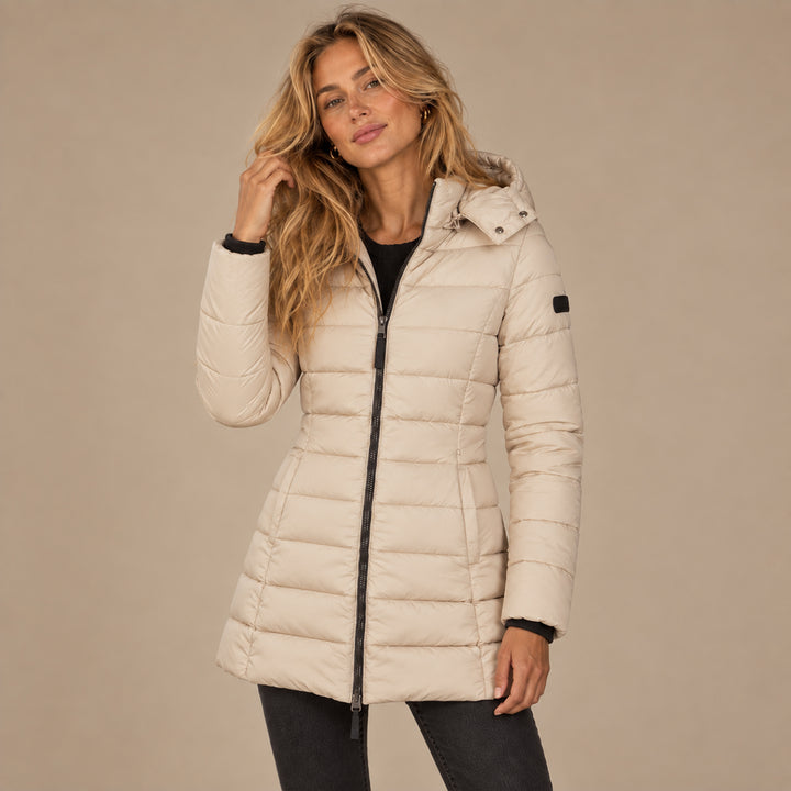 Women's Hooded Down Jacket for Autumn/Winter with Zipper