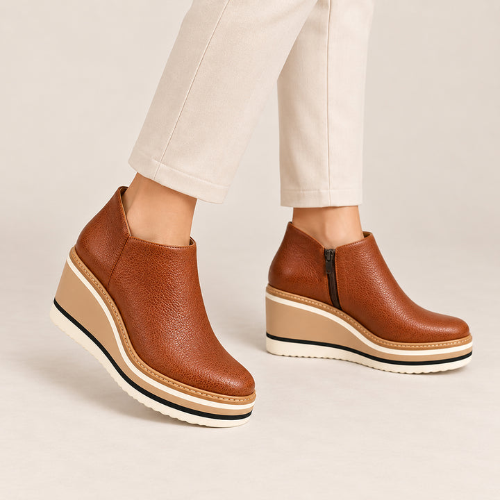 Women’s Platform Ankle Boots – Side Zip Wedge Booties