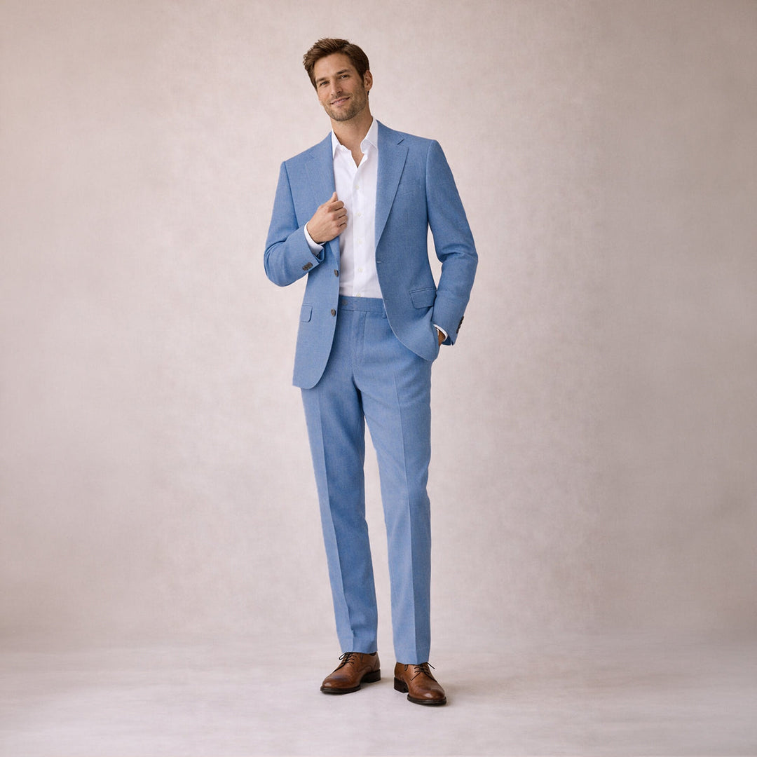 The Ashford Ridge Men’s Elegant Linen Wedding Suit – 2 Piece Single Breasted Set
