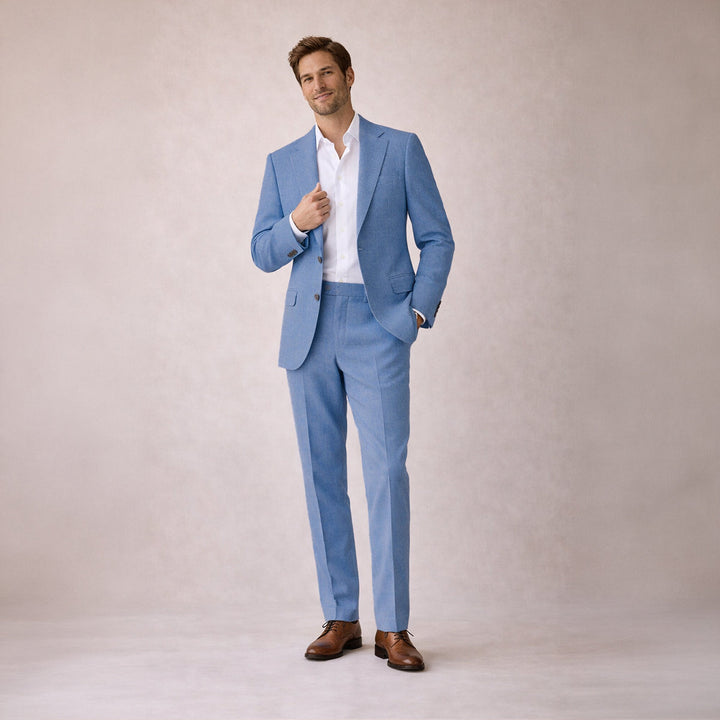 The Ashford Ridge Men’s Elegant Linen Wedding Suit – 2 Piece Single Breasted Set