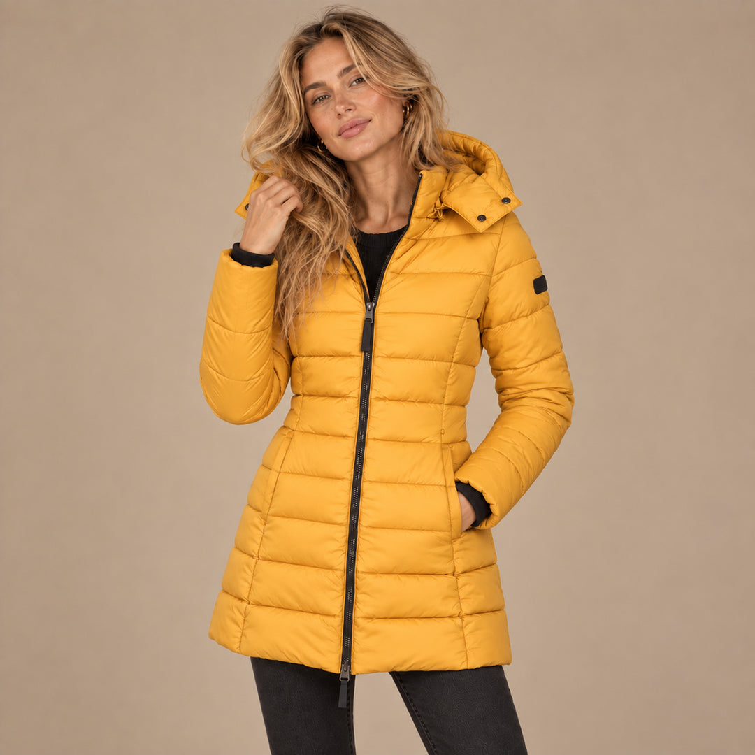 Women's Hooded Down Jacket for Autumn/Winter with Zipper